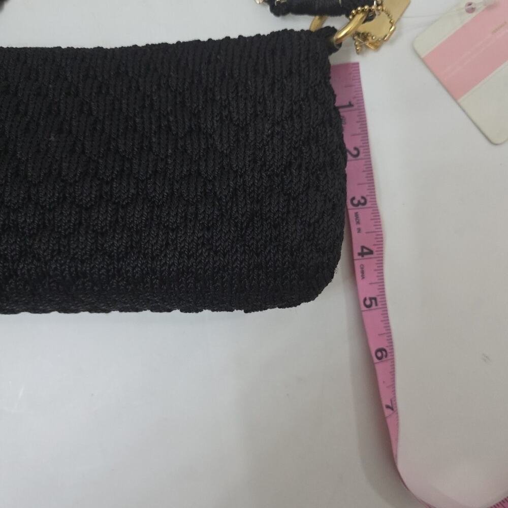 Lina Black Crochet Baguette Shoulder Bag Gold Chain Strap Boho Chic Purse NWT - Picture 9 of 9
